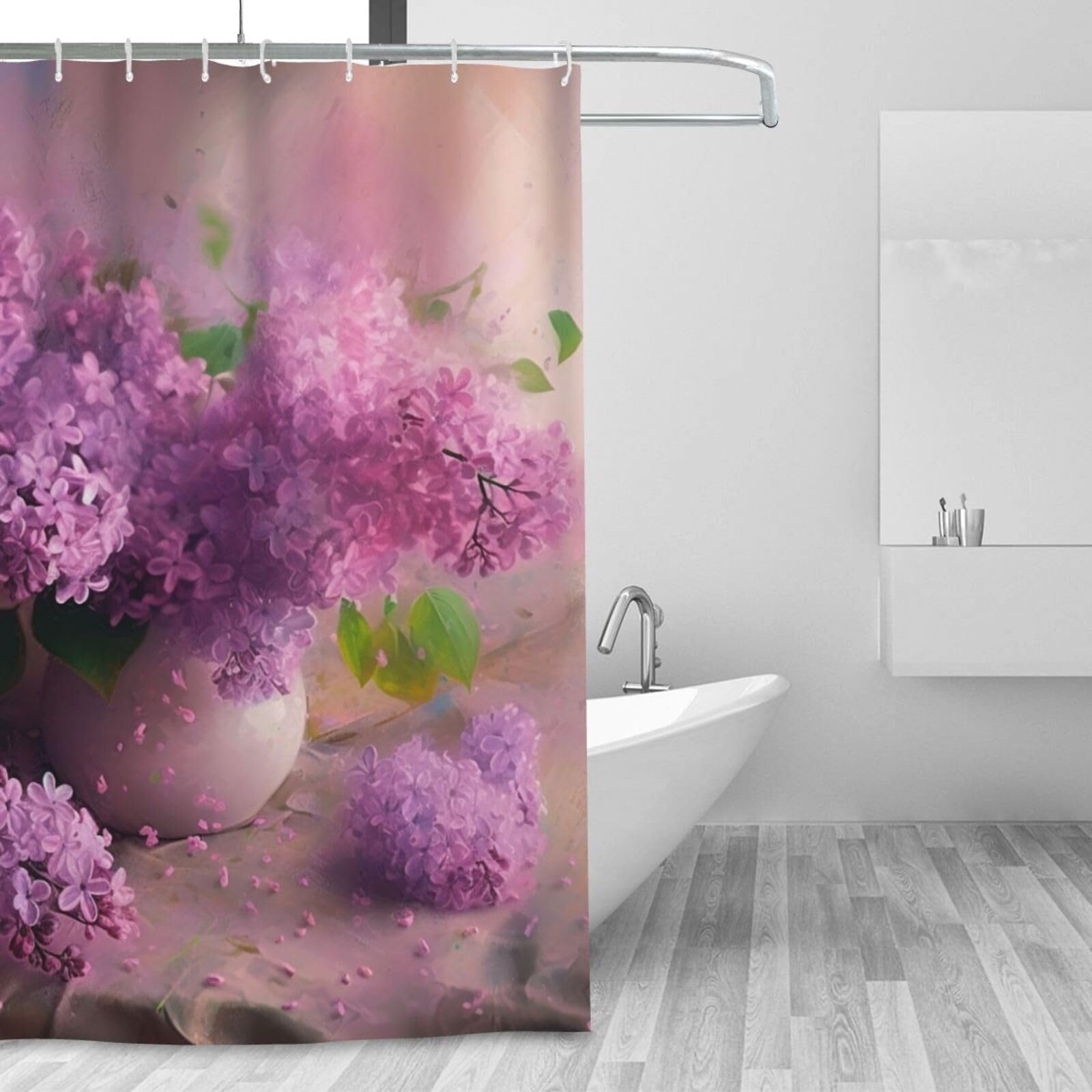 Rideau de douche imperméable lilas 183x183 cm avec 12 crochets