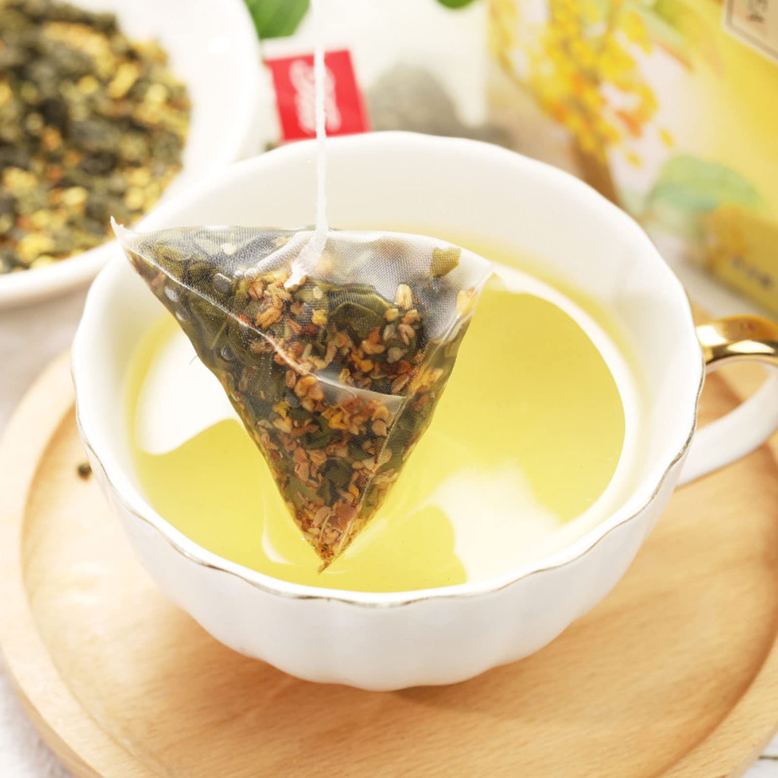 Sachets de thé Oolong Osmanthus, 20 unités Oolong naturel avec thés séchés d'Osmanthus Feuilles de fleurs Oolong Sachets d'infuseur de thé pour le bureau à domicile