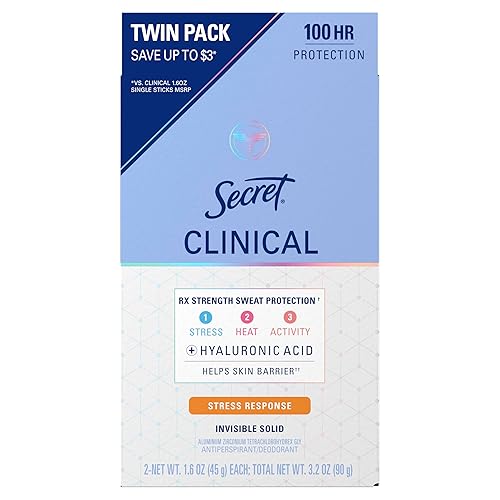 Secret Clinical Strength - Desodorante antitranspirante para mujer, respuesta al estrés, protección contra el sudor y el olor, protección 3X contra