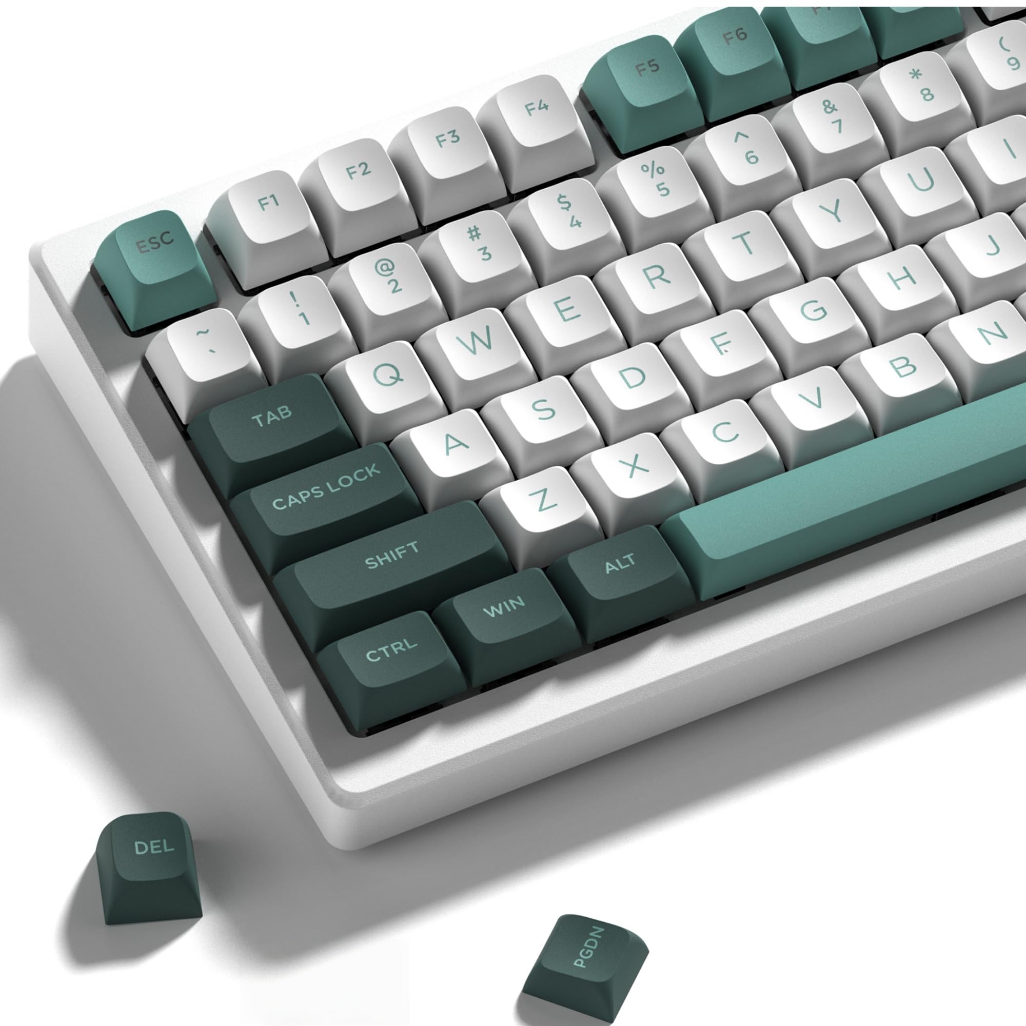 Dagaladoo Womier Double Shot PBT Keycaps - Custom White/Green 75% ISA Profile for MX Switches Mechanical Keyboard (189 Keys)
