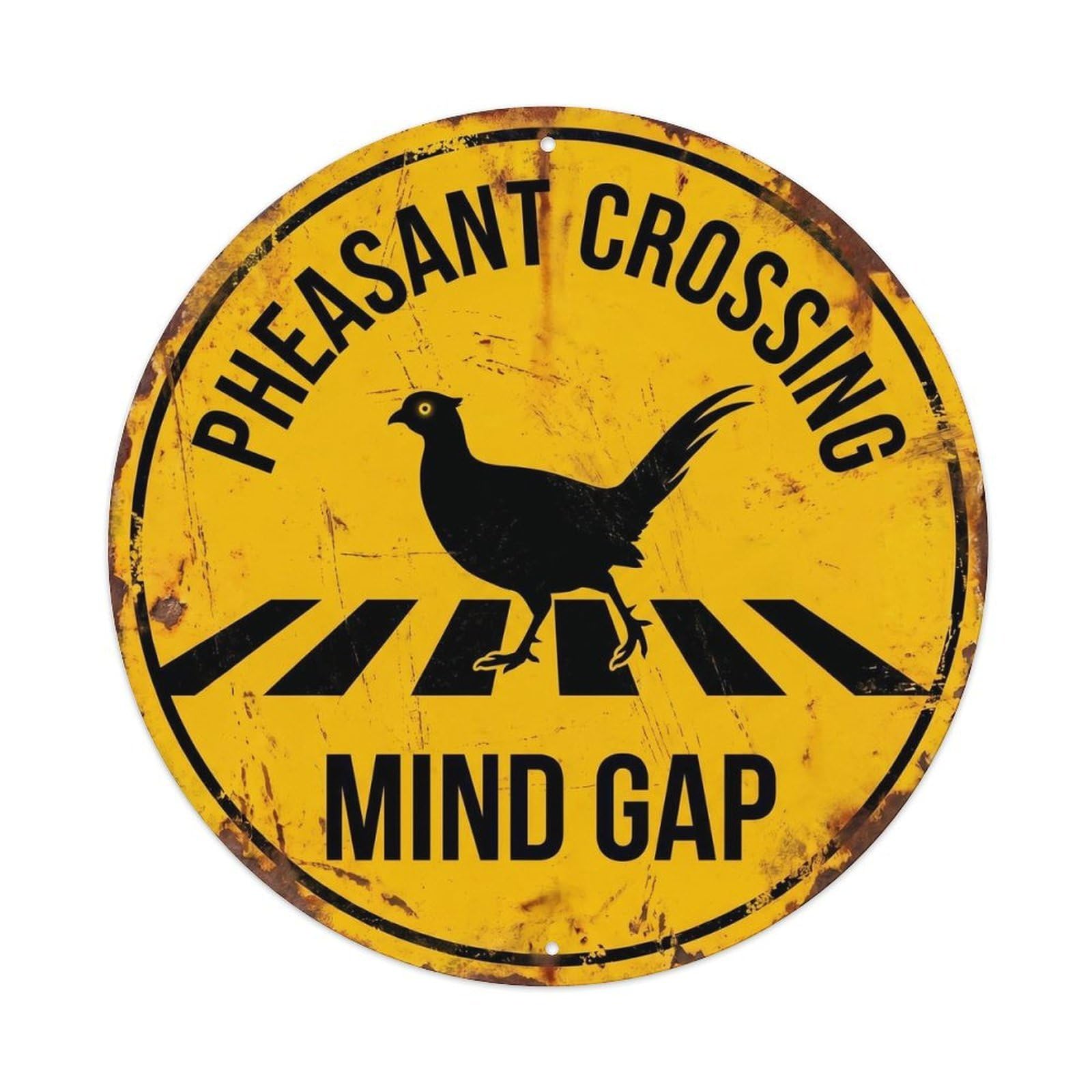 Cwbufd Vintage Style Pheasant Crossing Mind Gap Antique Vintage Metal Tin Sign Plaque Wall Decor For Cafe, Club Bar, Office, Garden Metal Poster 8X8inch