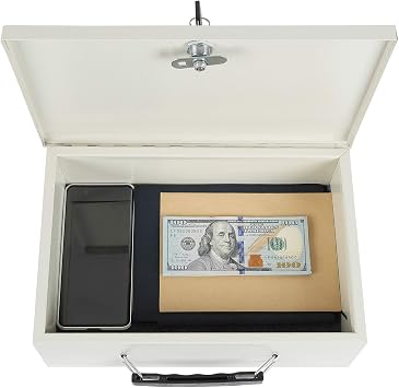 KYODOLED Fireproof Document Box with Key Lock,Safe Storage Box for Valuables,Fire Resistance Security Chest,Fireproof Box for Documents,Passport,Cash,Tablet 12.8'' x 8.4'' x 4.5'' Beige