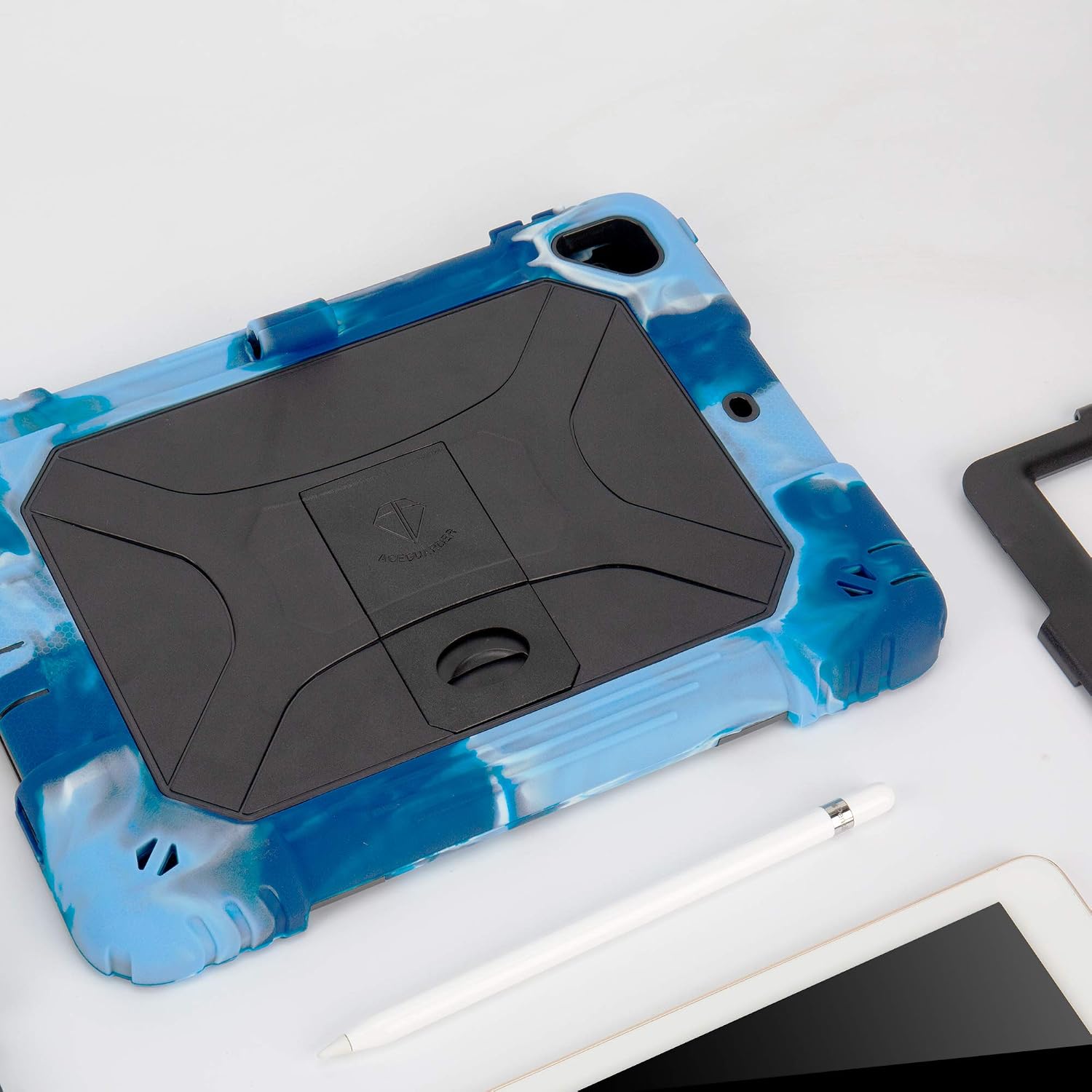 ACEGUARDER New iPad 9.7 Case 2018 (6th Gen)/2017 (5th Gen), iPad Air 2 Kids Case Shockproof Heavy Duty Silicone Protective Cover with Kickstand (Navy Camo)