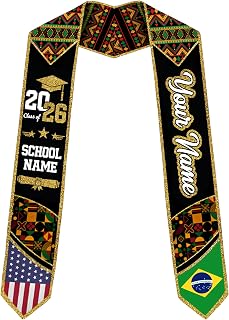 Personalized Brazil Graduation Stole, Custom Name & School Graduate Sash, Brazilian Graduation Stole, Graduate Gifts