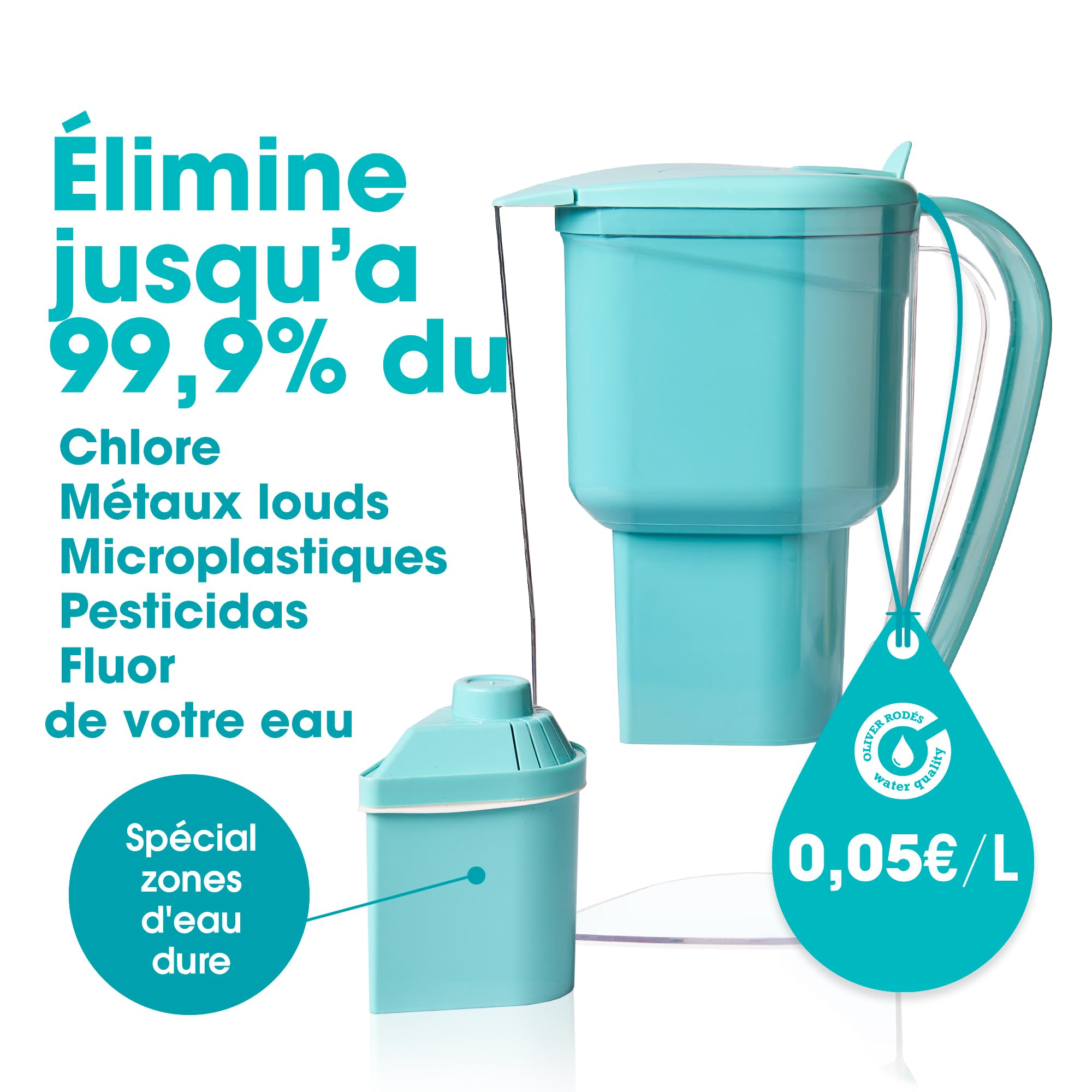 Carafe Filtrante Charbon Actif Eau Maison Alkanatur avec Filtre Basse Émission Sans Resine Ajoute Magnesium Fabrication Europeenne pH 9 Capacité 1.4L Water Filter Jug Hydrogène Élimine Métaux