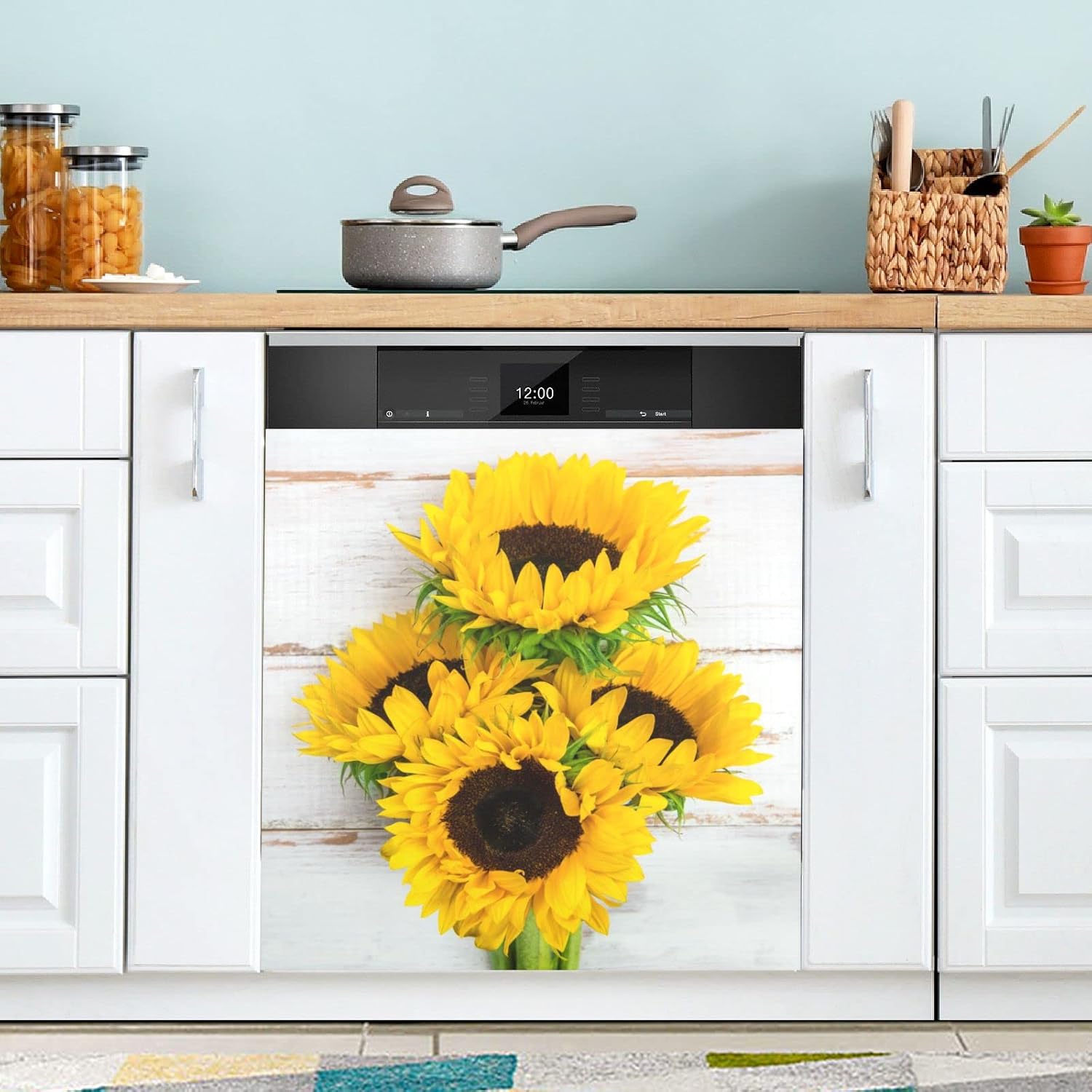 QUGRL Dishwasher Magnet Cover Front Door Hawaii Floral Summer Decorative Refrigerator Covers Magnetic Sheet Sticker Tropical Wash Machine Fridge Panel Decal for Kitchen Appliance 23x26 in