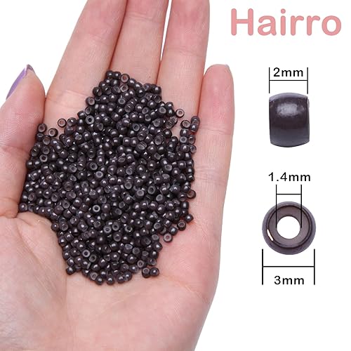 Miniatura 6 de Hairro Micro Link Beads - 200 piezas de 0.236 in con forro de silicona micro anillos para extensiones de cabello humano, extensiones de plumas,