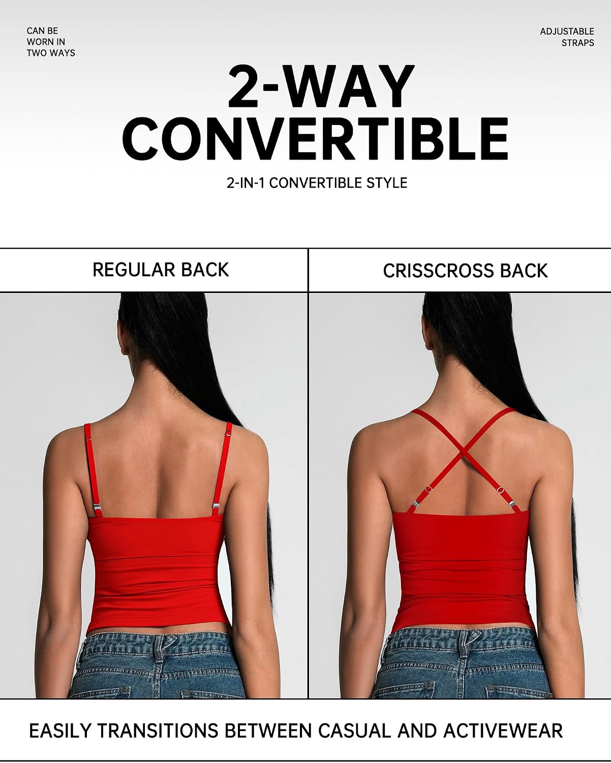 Womens Double Lined Tank Tops Adjustable Spaghetti Strap Scoop Neck Camisole Summer Y2K Going Out Cami Shirt