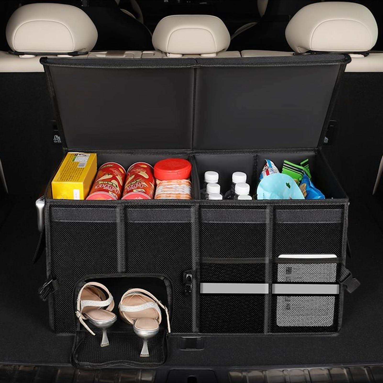 Scatola portaoggetti per bagagliaio per auto - Capacità pieghevole con più tasche Organizzazione | per la conservazione 'auto - Per viaggi su strada vacanze campeggio picnic gite di