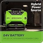 Greenworks 24V Gonflateur de pneus sans fil, 160 PSI portatif Air Compresseur,2 Sources d'énergie, arrêt automatique, pour voiture, vélo, moto, Air Bateau, Gonflables, Outil-seulement