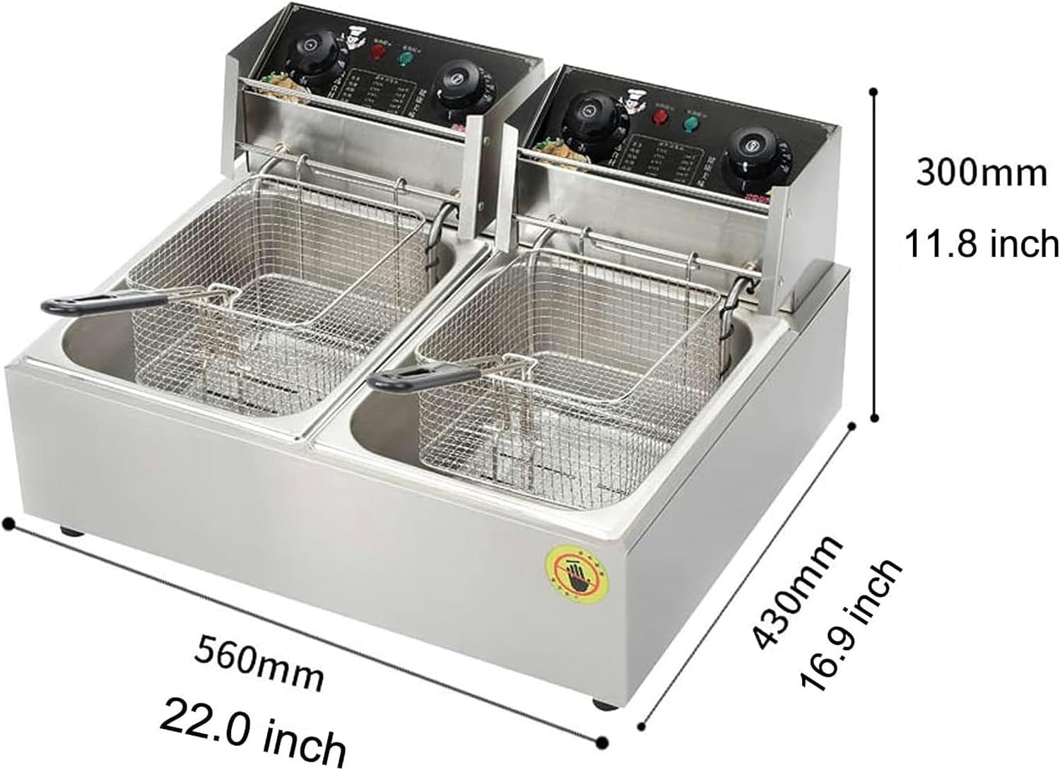 Electric Deep Fryers, Stainless Steel 60-Minute Timers Electric Deep Fryer with Basket & Temperature Knob, for Commercial Use and Home