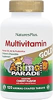 Vista 10 de NaturesPlus Animal Parade Gold Multivitamínico Masticables para niños, sabor a cereza, 60 tabletas masticables en forma de animal, con vitamina D3