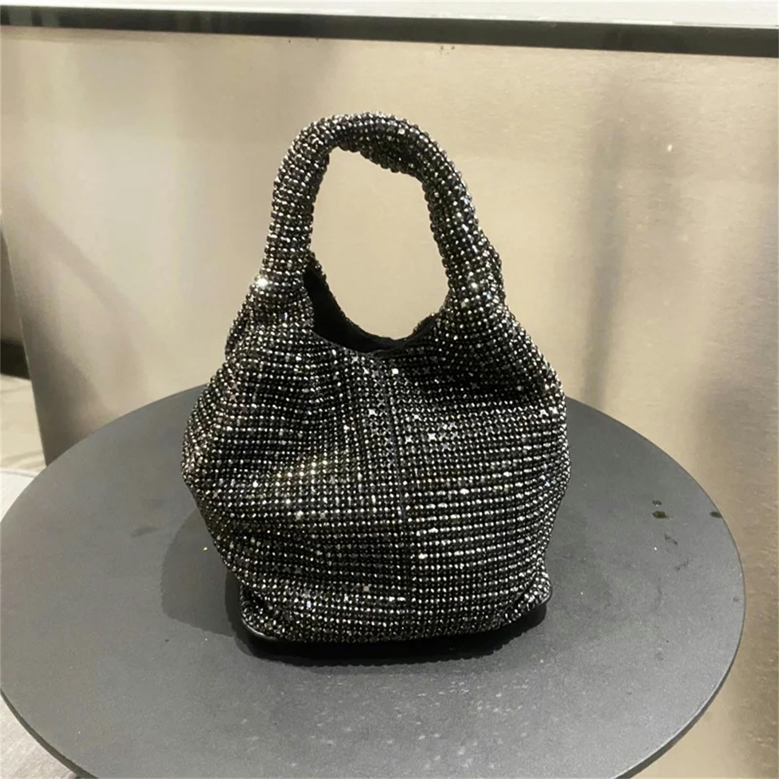 Pochette Donna da Borsa Maniglia Strass Sera Borsa Donna Borsa da Sposa Borsa Donna Bucket Bag Borsa A Tracolla-giallo-14x14x15cm