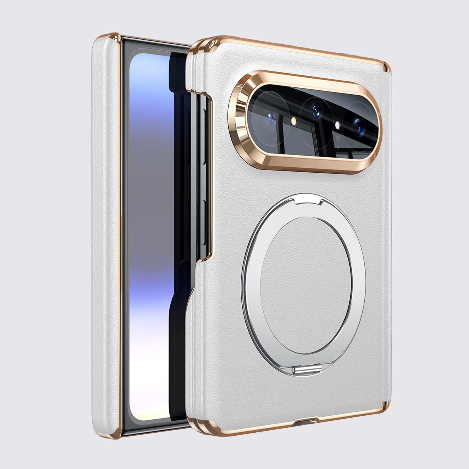 Pokrowiec na Huawei Pura X Max, luksusowa podpórka z prawdziwej skóry, etui na tył telefonu, ochrona przed upadkiem, smukła obudowa, biała, pura X Max