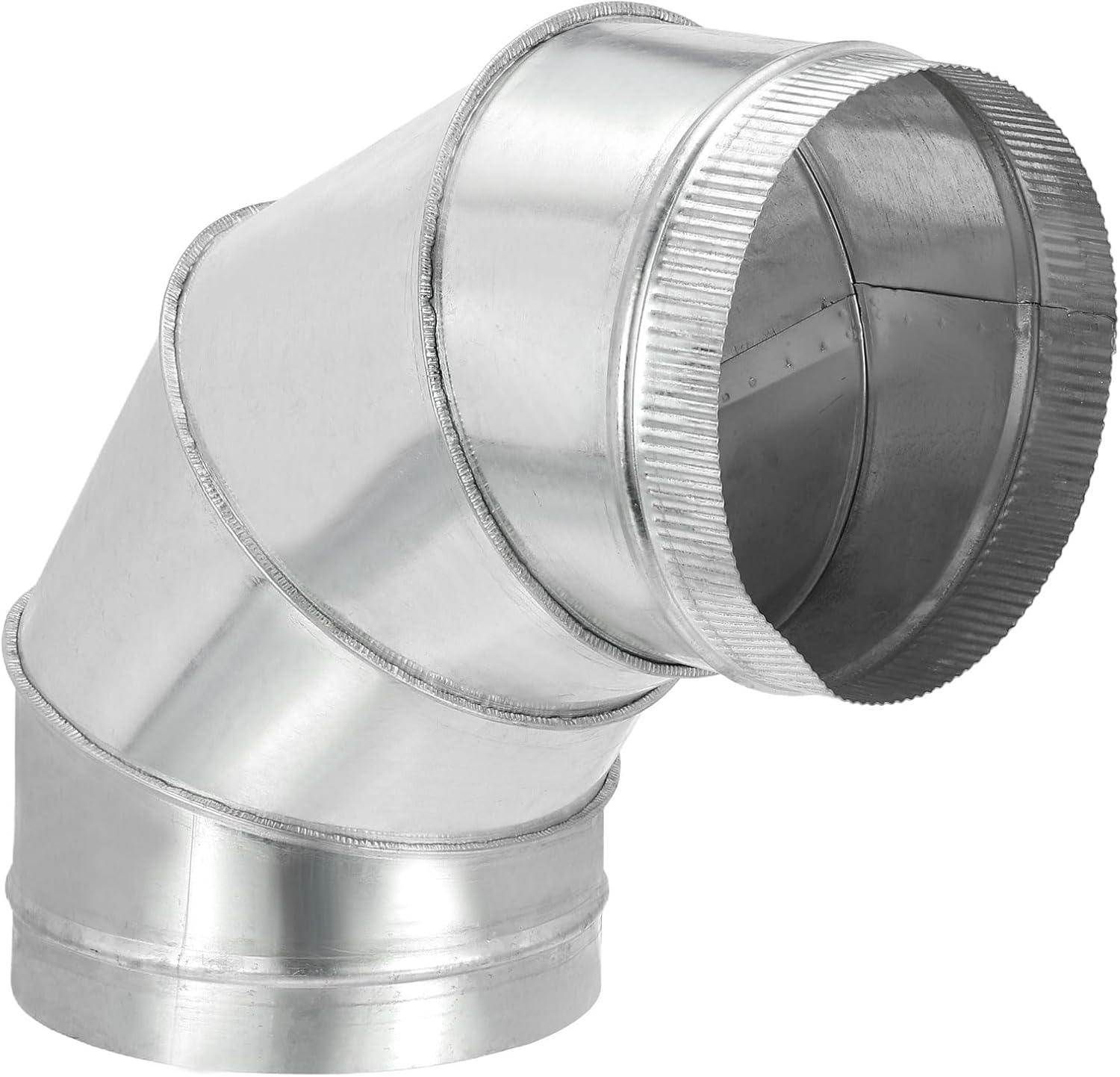 PATIKIL 8" OD 90 Degree Elbow Duct Pipe Connector, HVAC Ventilation Chimney Flue Tube Connector Galvanized Iron Adapter Crimped for Vent Exhaust Stovepipe