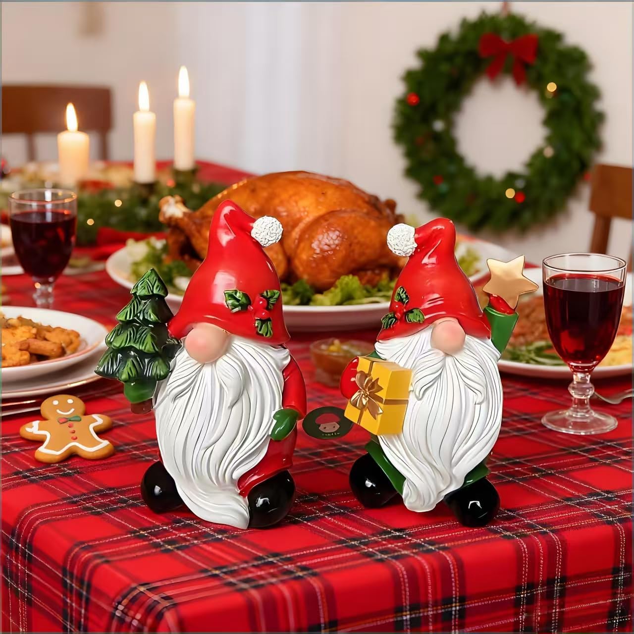 2PCS Christmas Resin Gnomes Handmade Christmas Resin Gnomes Holiday Present, Winter Table Christmas Tree Decorations Indoor and Display on Mantel or Window Sill Living Room - Image 8