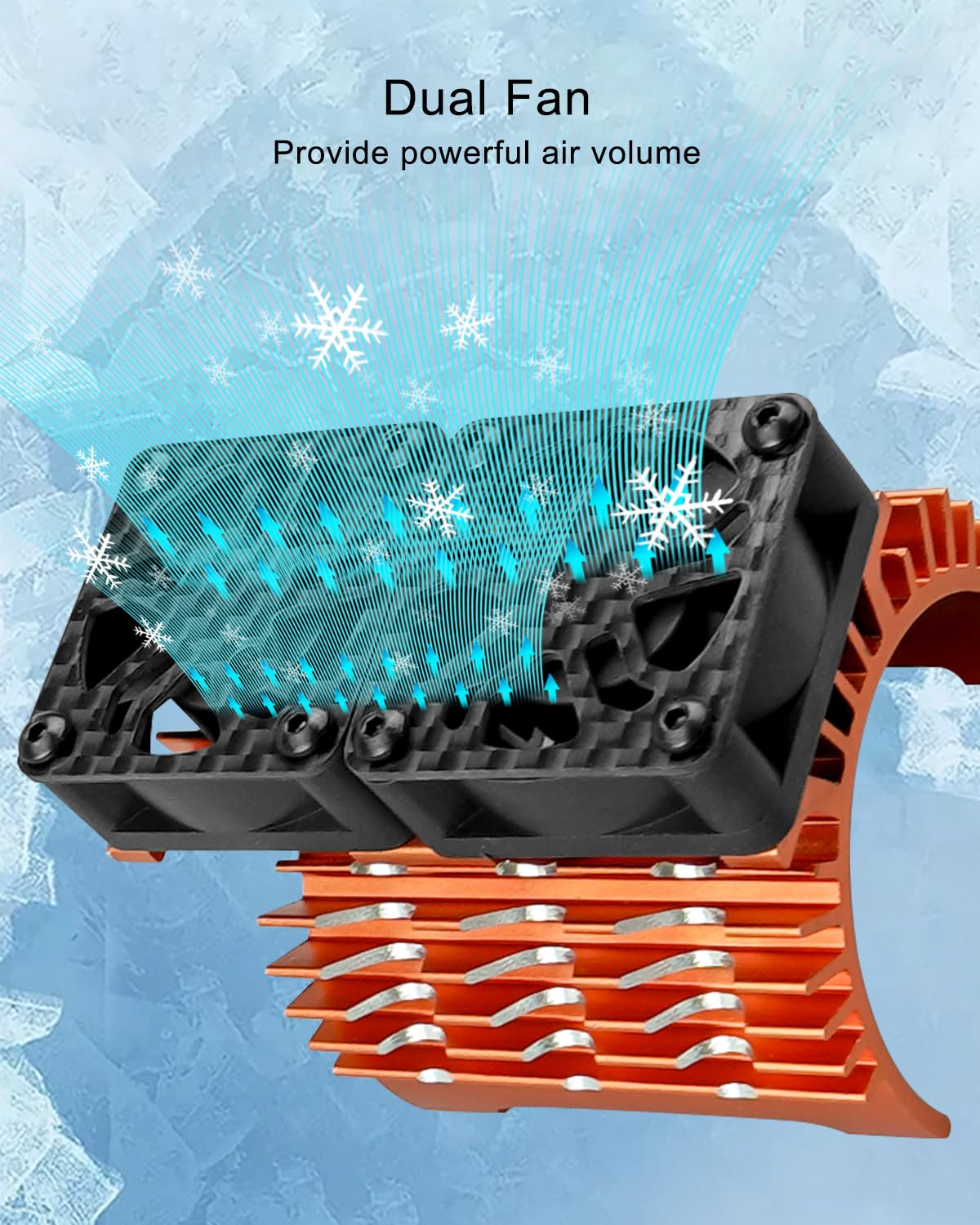 RC Cooling Fans Fit for 1/8 RC Car 40mm 42mm Diameter Brushless Motor 4068 4076 4082 4092?27000RPM RC Car Fan Double Motor Heatsink with Orange Metal Cover