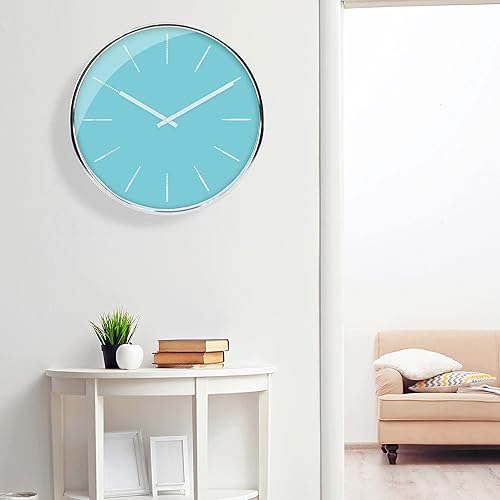 Miniatura 7 de Stonebriar Reloj de pared moderno de 20 pulgadas, color plateado metálico y azul