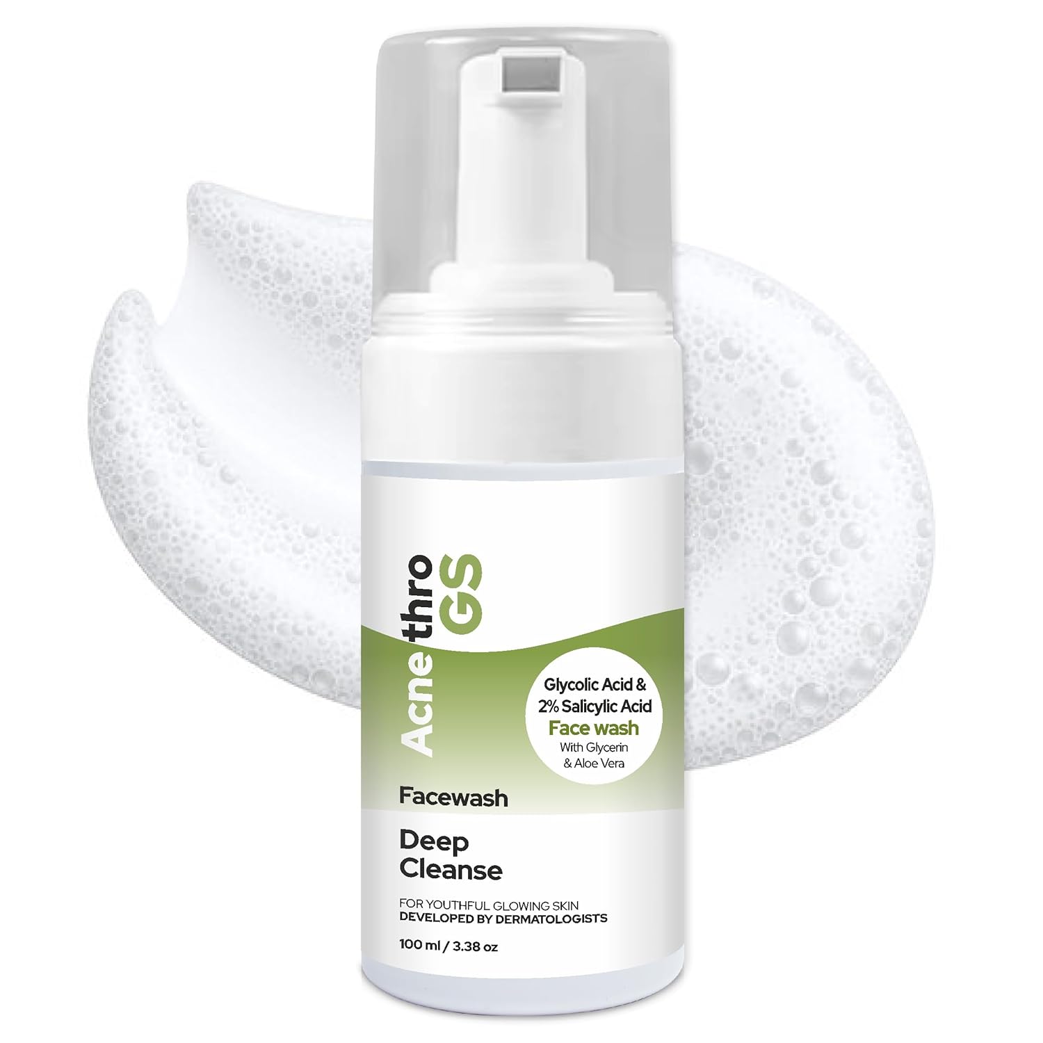 Acnethro GS Face Wash with 2% Salicylic Acid & Glycolic Acid – 100 ml | Anti-Acne & Exfoliating Cleanser for Oily & Blemish-Prone Skin – Deep Cleanse & Fade Marks