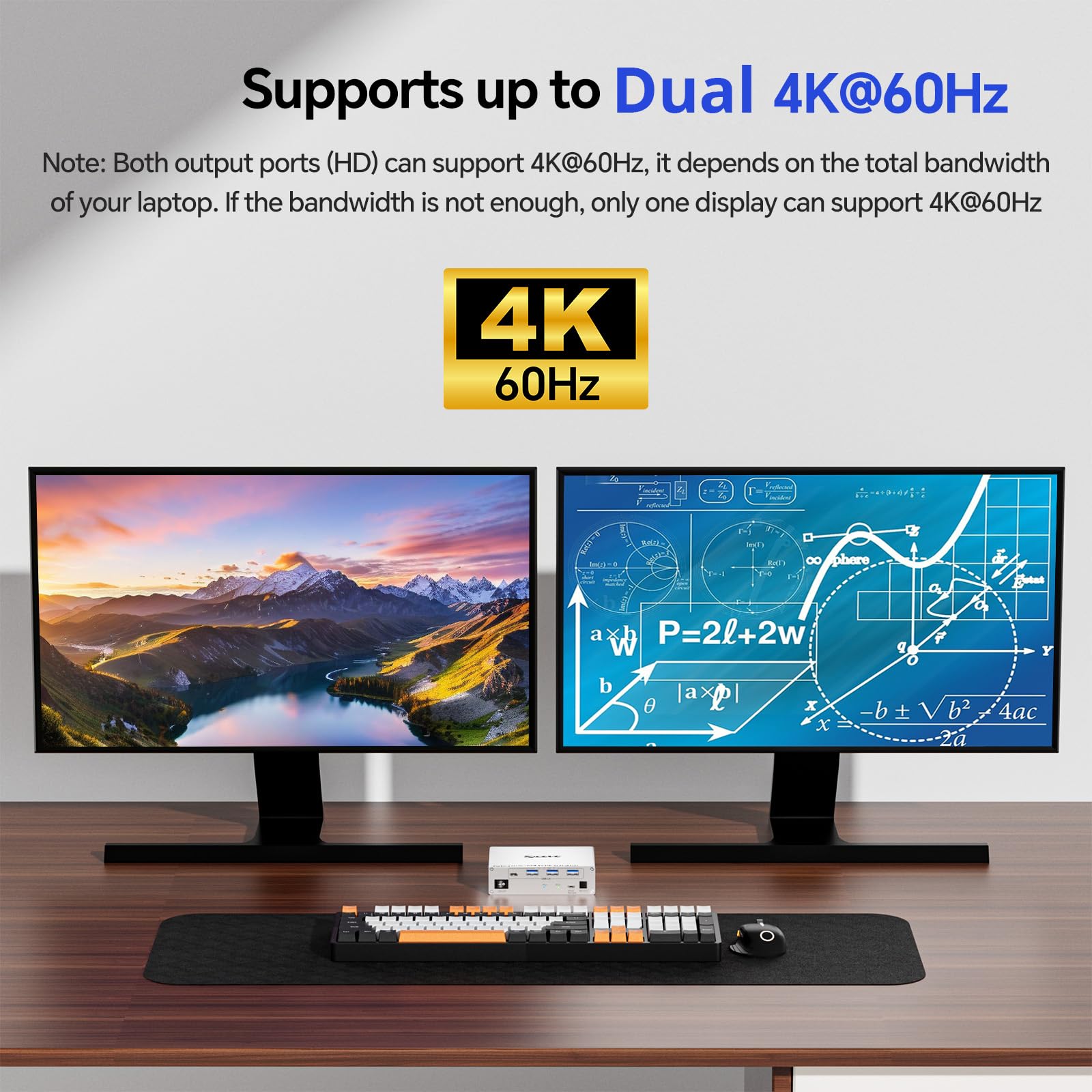 KVM Switch USB C Dock per 2 Laptops, KVM Switch 2 PC 2 Monitor USB-C HDMI, 4K@60Hz, MST, 80W PD, USB3.0, 5Gbps, Gigabit Ethernet, TF/SD Port, Wired Remote(4K USBC 2 in 2 out)