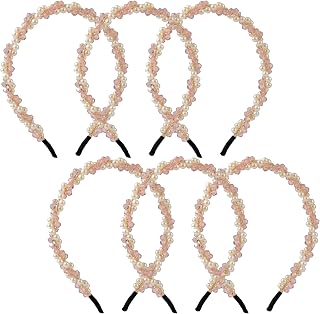 GLUN® Cute Pearl Hair Band Set of 2 for Women & Girls, Pink & White Pearl Beaded Headbands, Metal Frame, Elegant Hair Acce... Price In India