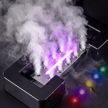 Mxmoonant Ultrasonic Mist Maker 10 Head w/LED Lights, 9000ml/h Mister Fogger, w/400W Power Supply, Float, Extra 10 Replacement Discs, for Halloween Cauldron, Plant Humidifier, Pond Decor