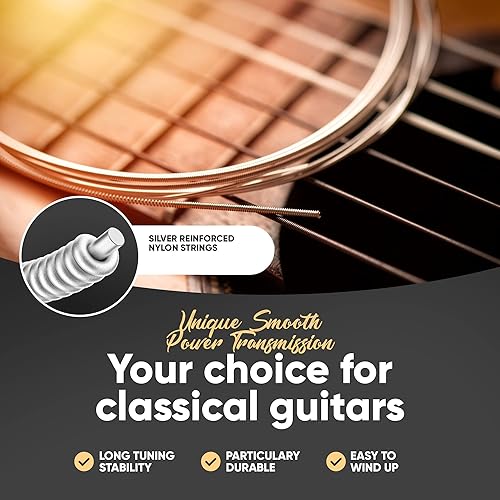 Miniatura 5 de HAVENDI Cuerdas de guitarra para guitarra clásica - cuerdas brillantes de calidad de sonido hechas de nailon para guitarra clásica revestidas con