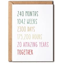 20Th Anniversary Card - Funny 20 Years Wedding Anniversary Cards - Tenth Anniversary Card For Him Her - Gift Perfect For Husband Wife, 5 x 7 inches