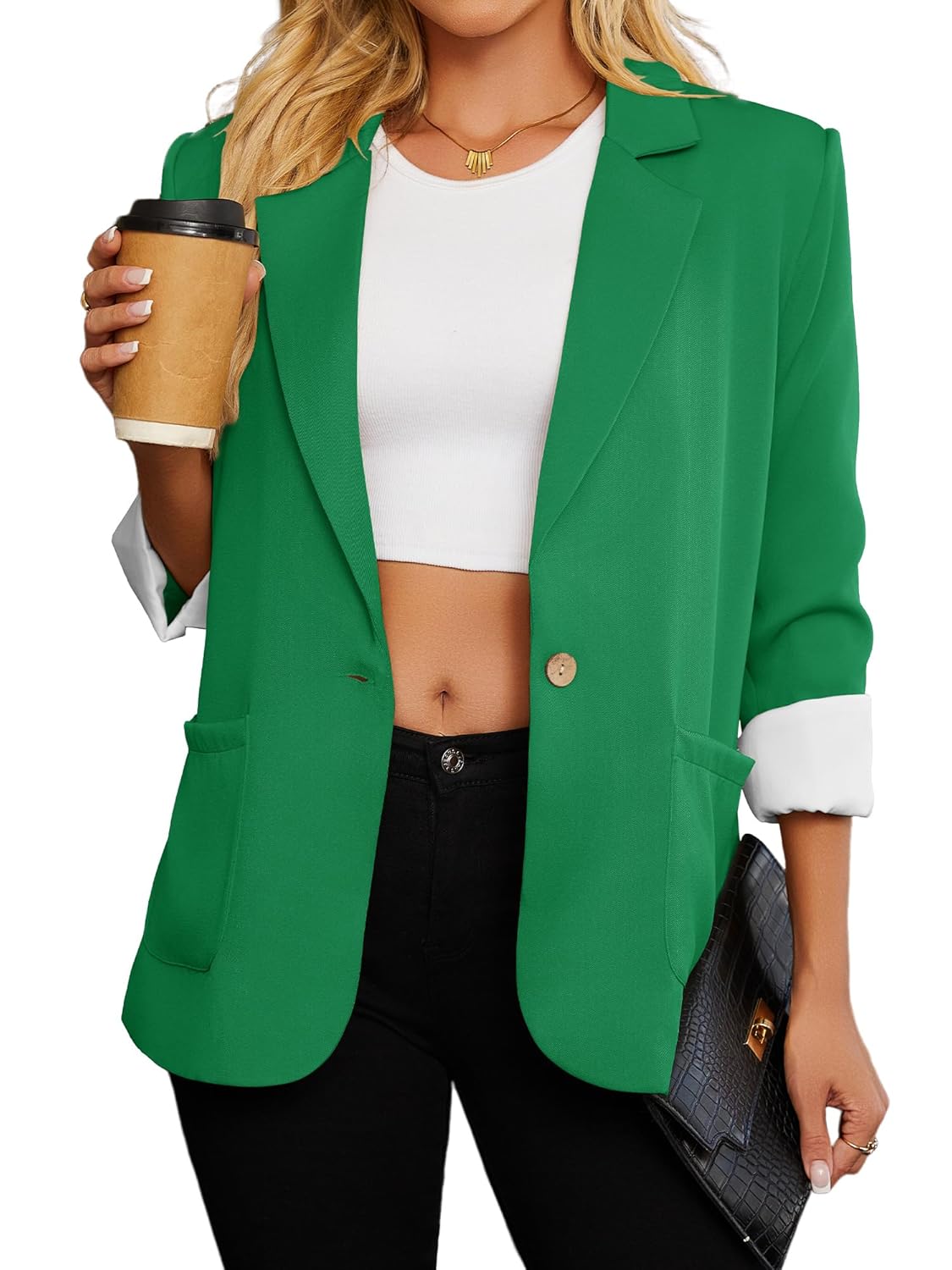 Womens Work Blazers 3 4 Length Sleeve Open Front Suit Jackets 2025 Business Casual Outfits