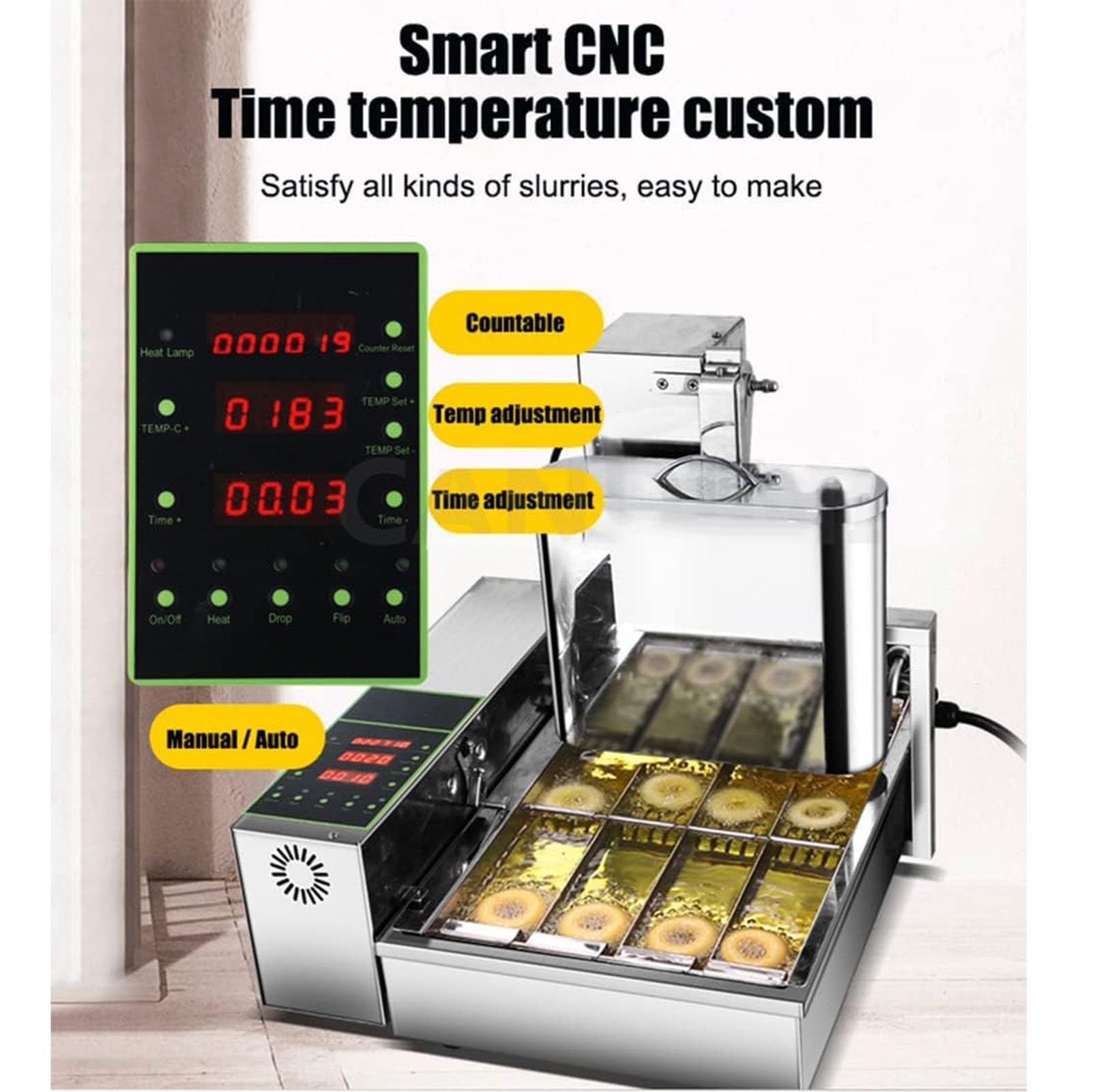 Máquina para hacer donas comercial de 4/6 filas, totalmente automática, con panel de control inteligente, 1800 piezas/H, grosor ajustable, freidora automática de donas 4,6