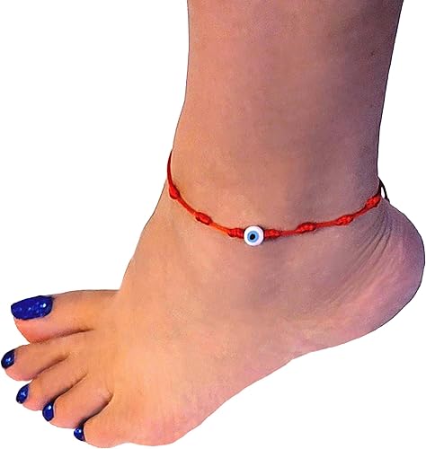 Tobillera de 7 nudos de cuerda roja para protección contra el mal de ojo y mala energía, pulSERA para el pie de los 7 nudos y cinta roja protección