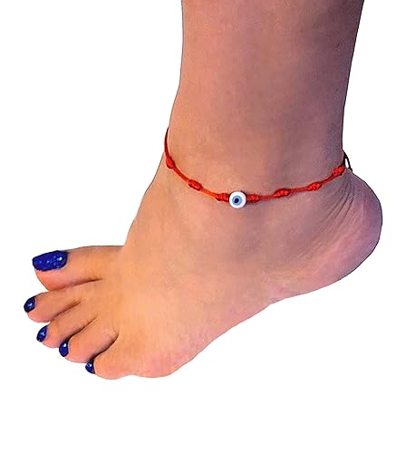 7 SEVEN KNOTS RED STRING ANKLET BRACELET EVIL EYE & BAD ENERGY PROTECTION, PULSERA PARA EL PIE DEL DE LOS 7 NUDOS Y CINTA ROJA PROTECCION CONTRA EL