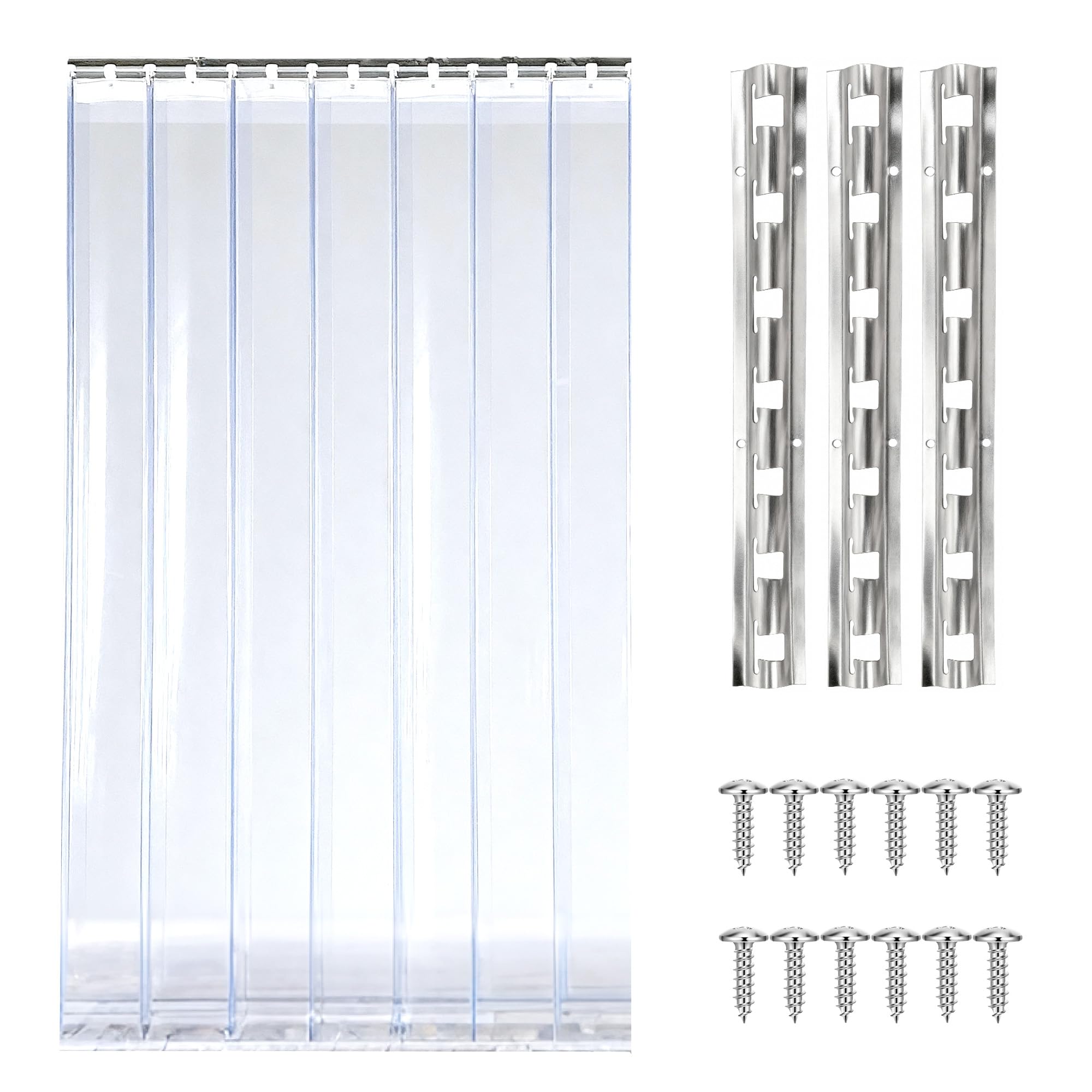 bimiti Lot de lamelles en PVC - 105 x 200 cm - Transparent - Coupe-vent - Imperméable - Pour chambre, magasin, supermarché, réfrigérateur