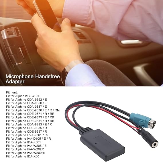 Araç Bluetooth Kablosuz Radyo Stereo AUX Adaptör Kablosu, Mikrofon Eller Serbest Adaptör Otomobil Elektronik Aksesuarları Bluetooth aux Yedek Alpine KCE-236B / CDA-9852 / E ile Uyumlu