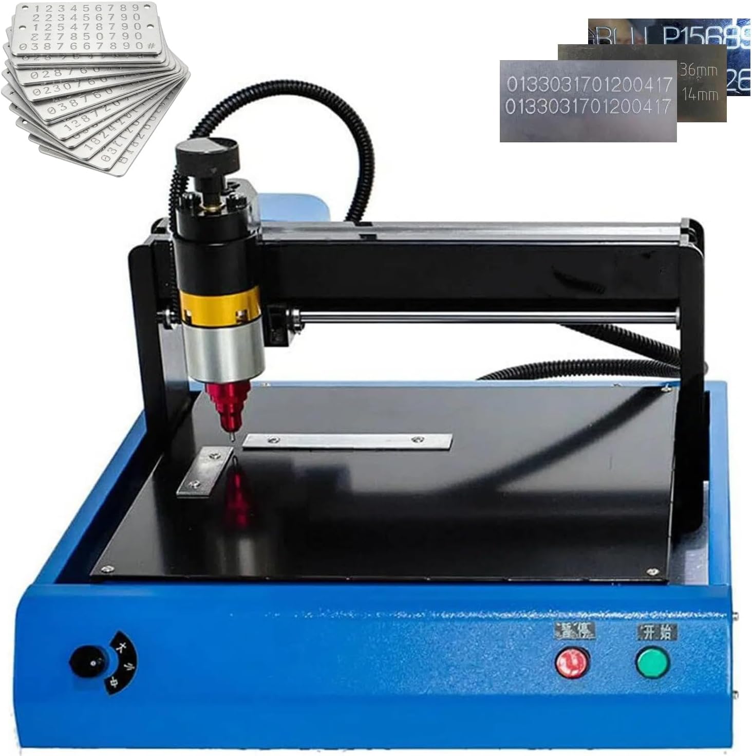 Metal Engraving Machine,400W Electric Metal Marking Machine,Numbers Letter Tag Nameplate Engraver Device,96HRA Marking Needle for Industrial Nameplate, Dog Tag, Steel Plate(Marking range：300mm*200mm)