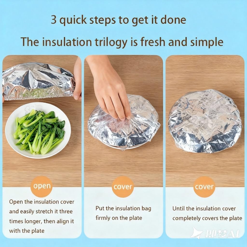 Aluminum Foil Insulated Covers for Food, Reusable Food Grade Aluminum Foil Insulation Covers, Elastic Edges for Bowls &