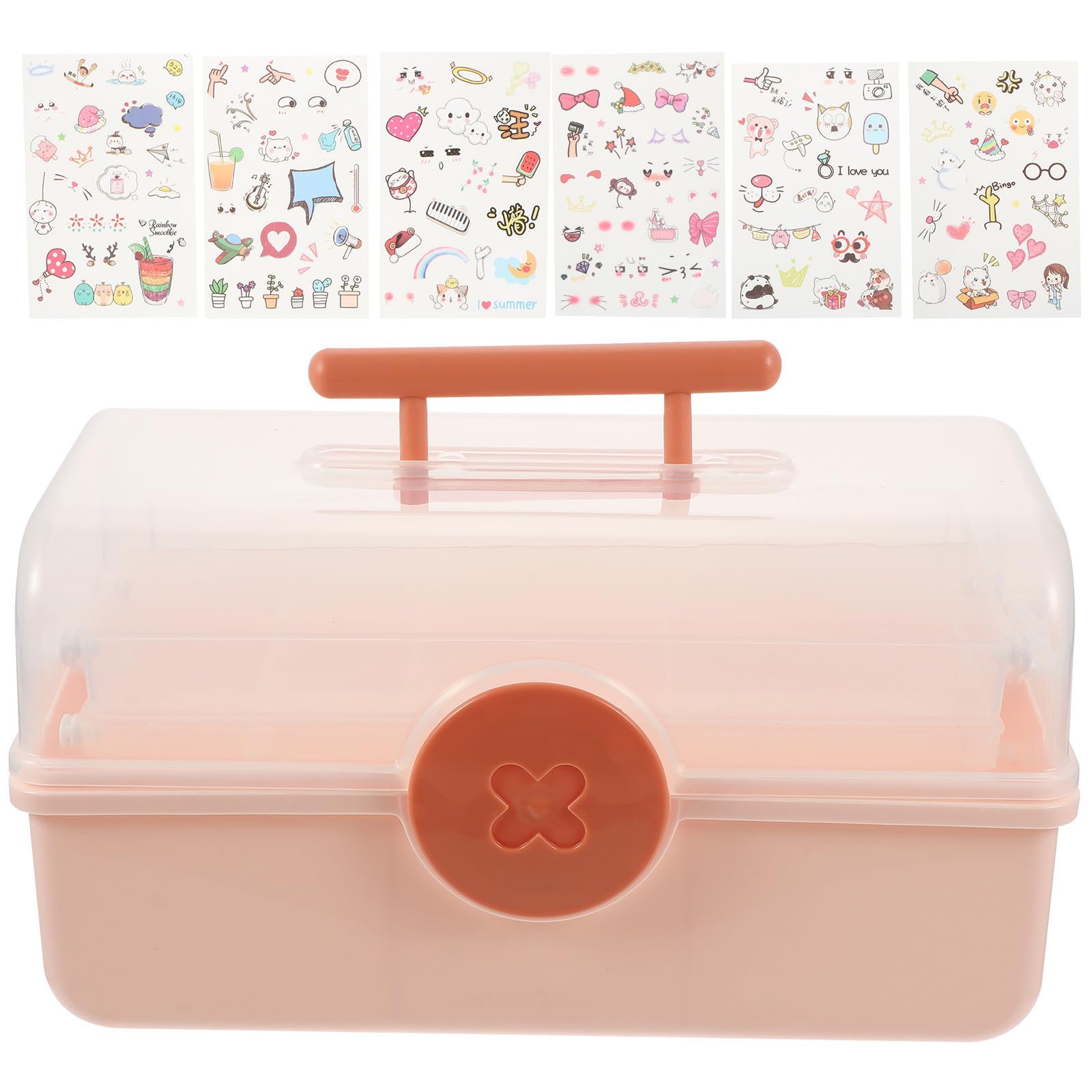 Caja organizadora de accesorios para el cabello con diseño multicapa rosa