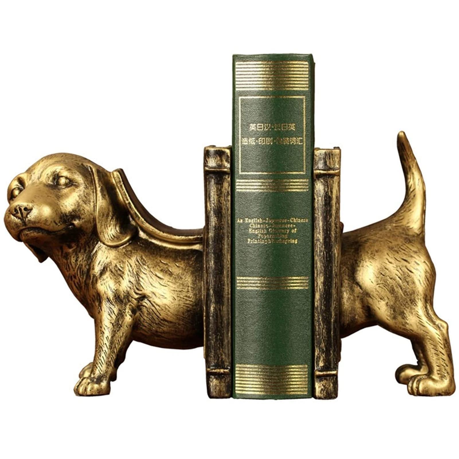 Cadeau Idéal : Serre-Livres Chien en Résine pour Bibliothèque