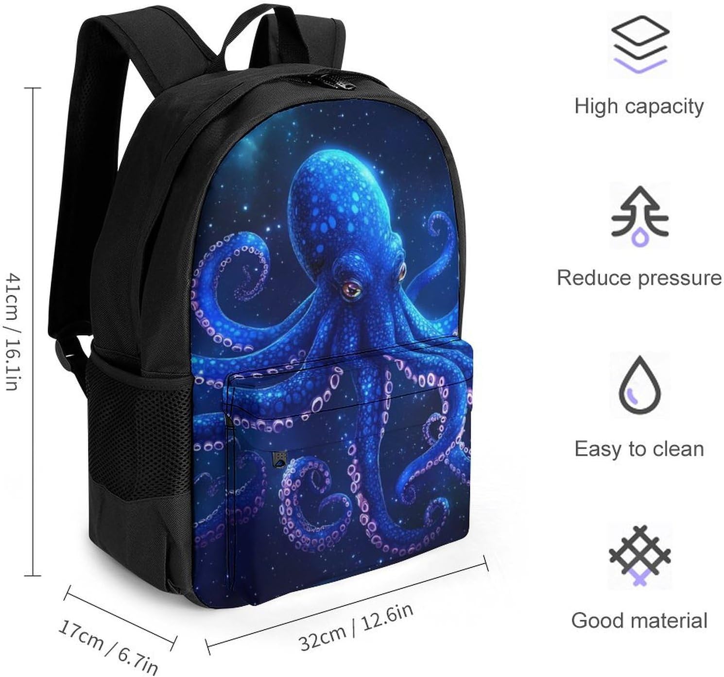 Octopus Galaxy Star Laptop Backpack for Men Women Fashion Computer Bag Business Travel Daypack