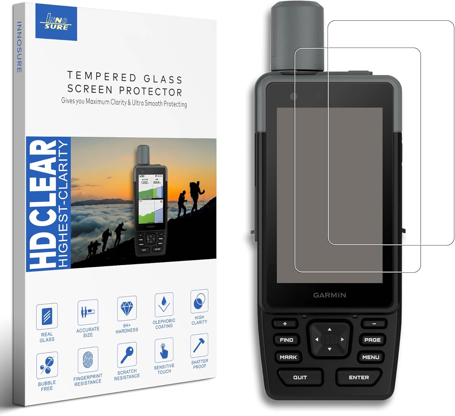 [2-PACK] 9H Tempered Glass Screen Protector Compatible with Garmin GPSMAP H1 & GPSMAP H1i Plus Rugged Handheld GPS Navigator 3.5 Inch Touchscreen Anti Scratch/Fingerprint (HD Clear)