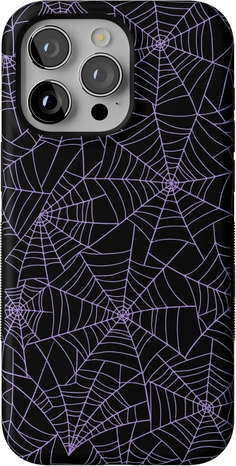 Casely iPhone 15 Pro Case | Midnight Web | Spider Web | Bold Protective Case Design | Compatible with MagSafe