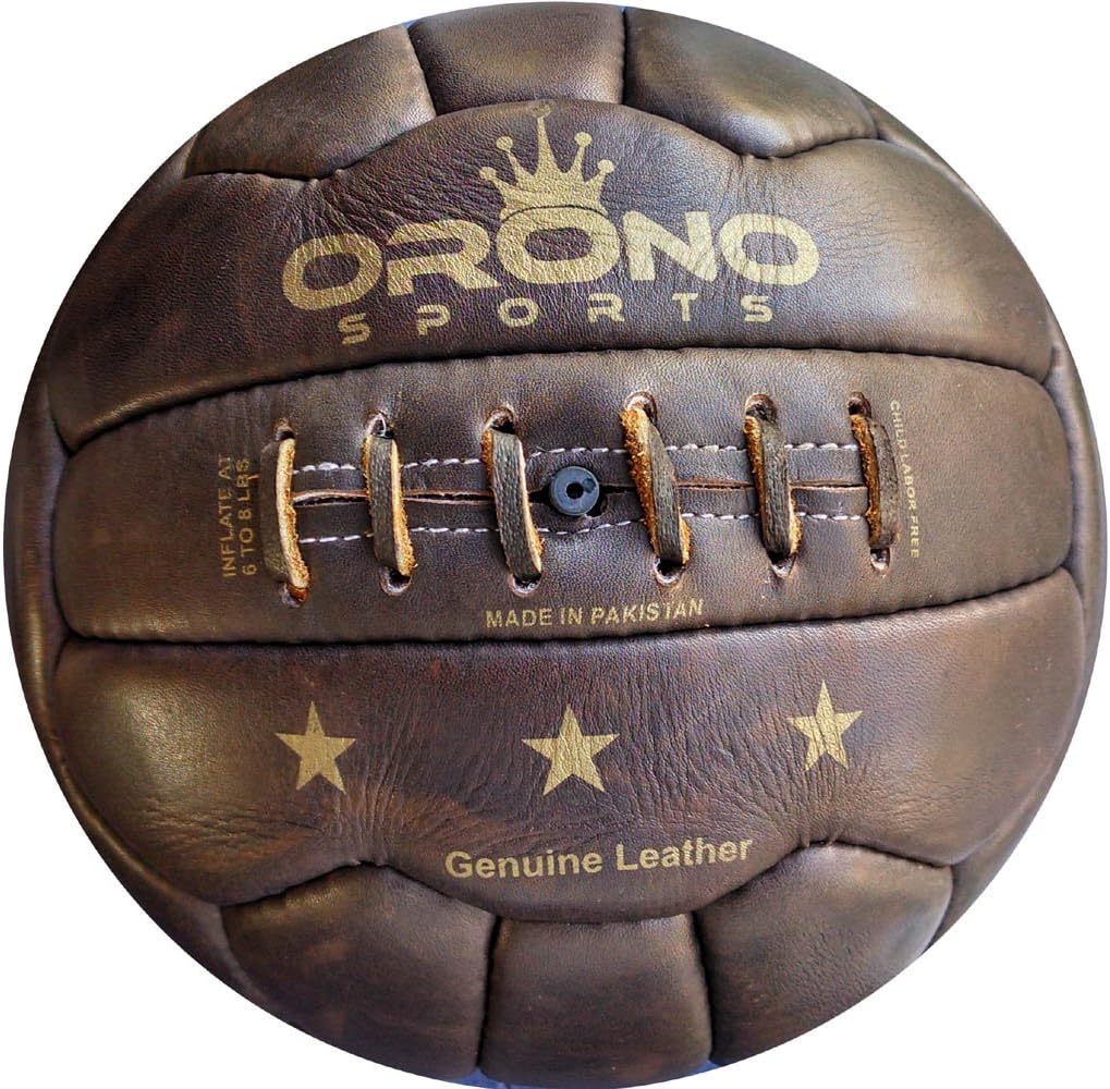 Orono 1 New Retro Look Vintage Style Genuine Real Leather Soccer Ball 18 Panel Size 5