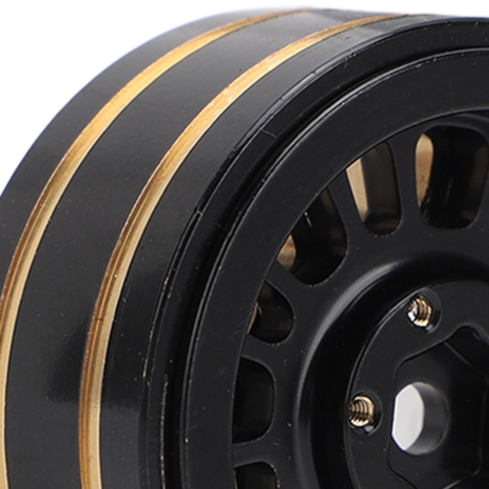 Dilwe Jeu de Jantes de Roue Beadlock en Laiton de 1,2 Pouces, Moyeu de Roue de 35,5 Mm pour Voiture SCX24 FMS24 1/24 RC, 1/18 avec stabilité Améliorée