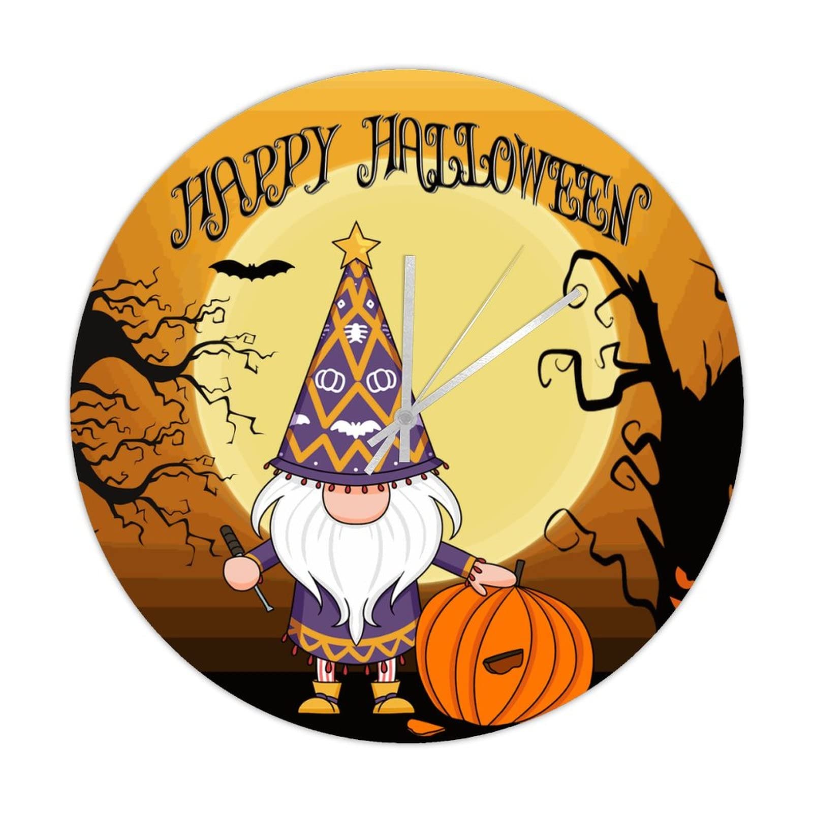 Horloge murale de cuisine et salon design rustique bois Halloween 38cm