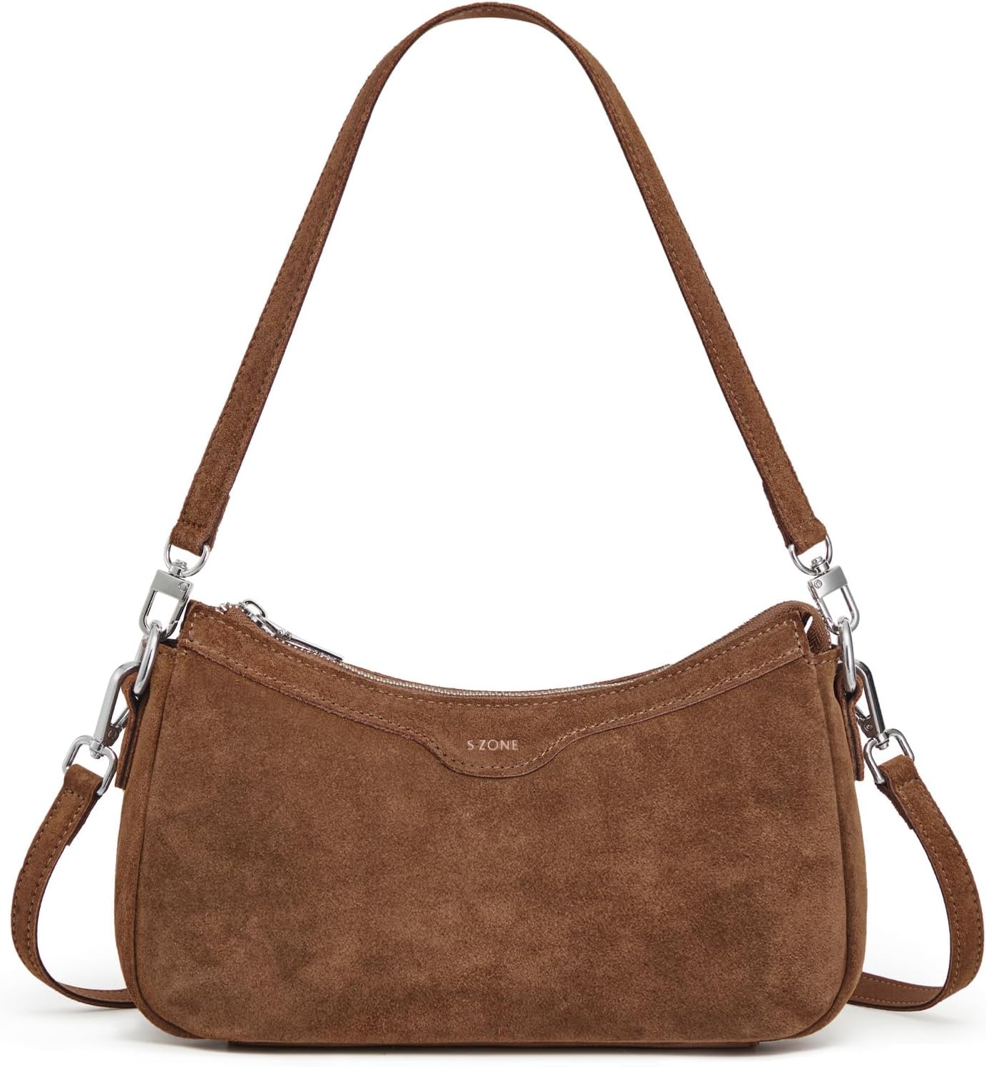 S-ZONE Leather Shoulder Bag for Women Small Crossbody Bags Hobo Purses with 2 Straps