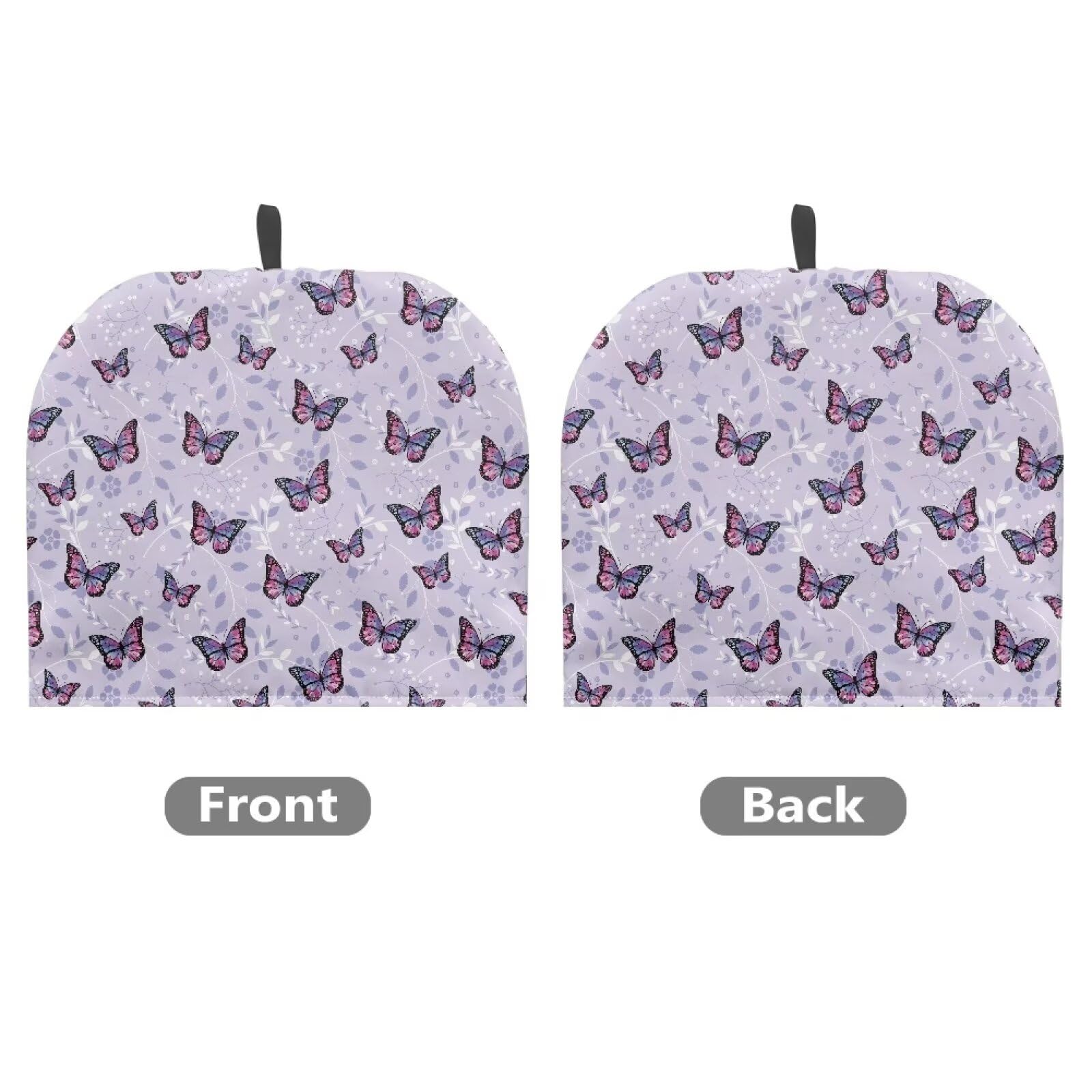 Purple Butterfly Tea Pot Cozies Double-Sided Lanyard Teapot Dust Cover Insulation Warmth Breakfast Pot Holder Washable Reusable Table Decoration