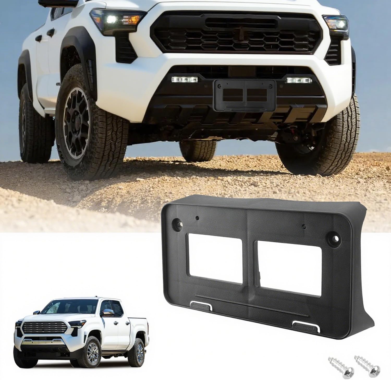 License Plate Frame Compatible with Tacoma Pickup Truck 2WD 4WD 2016 2017 2018 2019 2020 2021 2022 2023 Front Bumper License Plate Bracket Holder Replace 7510104011 TO1068134