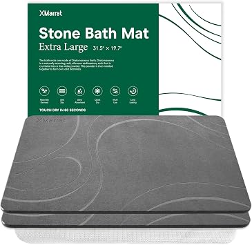XMarrat Extra Large Stone Bath Mat for Bathroom, 2 Pack, 31.5"x19.7"