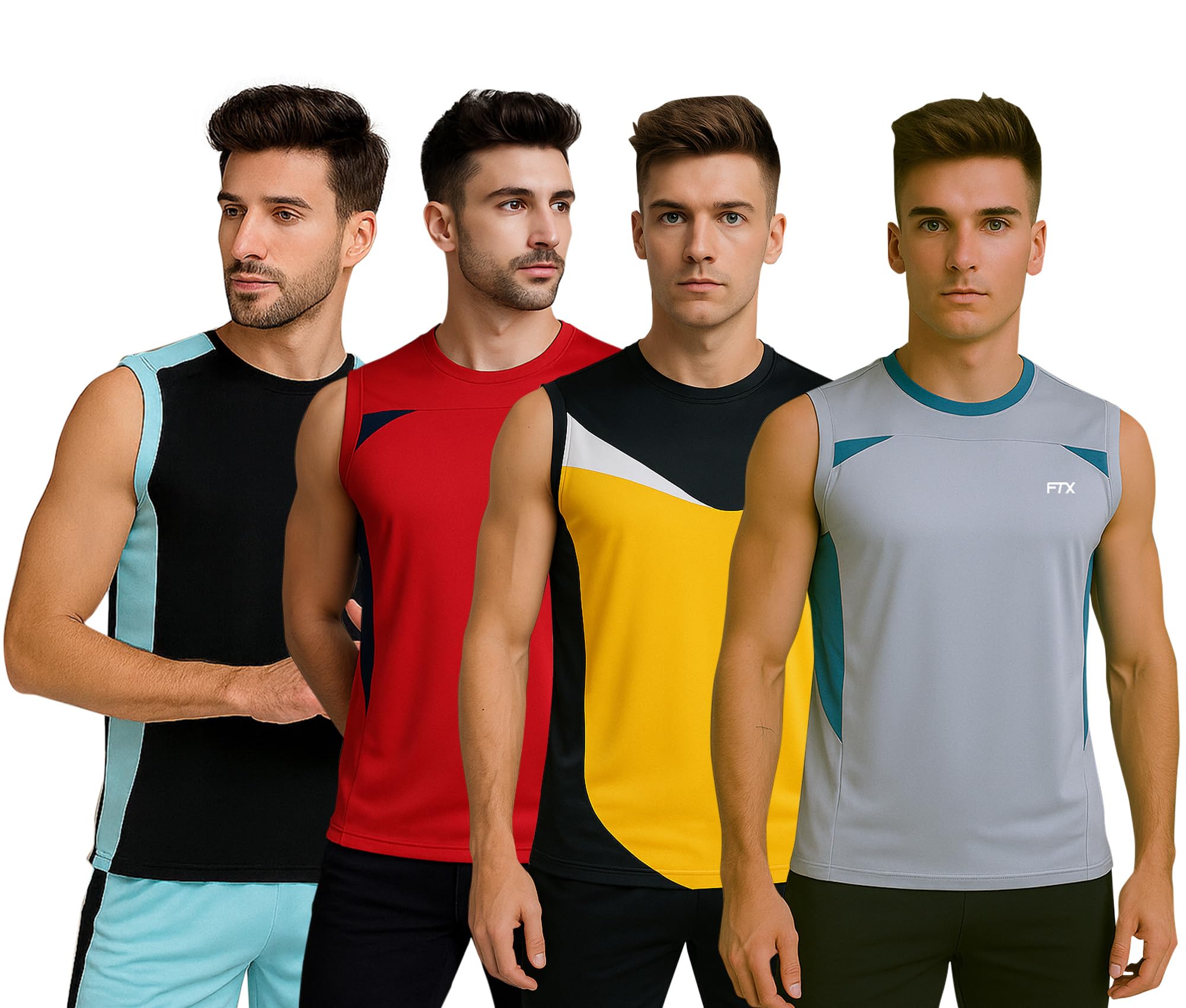 FTX Drifit Colorblock Sleeveless Activewear Sports Tshirt for Men (Pack of 4)-picture-20