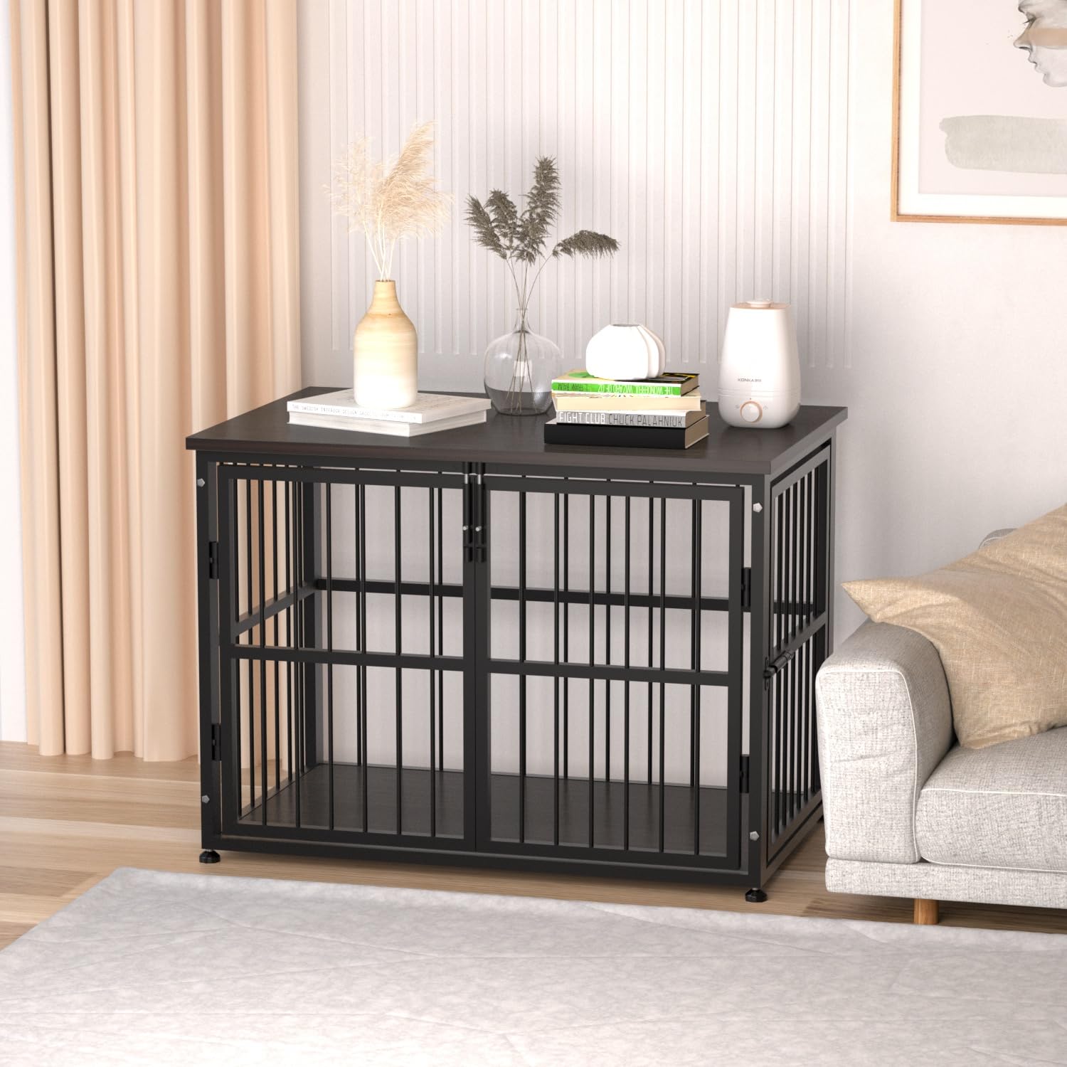 40Inch Heavy Duty Dog Crate Furniture Style for Medium and Large Dogs, Wooden Dog Crate End Table,Decorative Pet Crate Dog House with 3 Doors